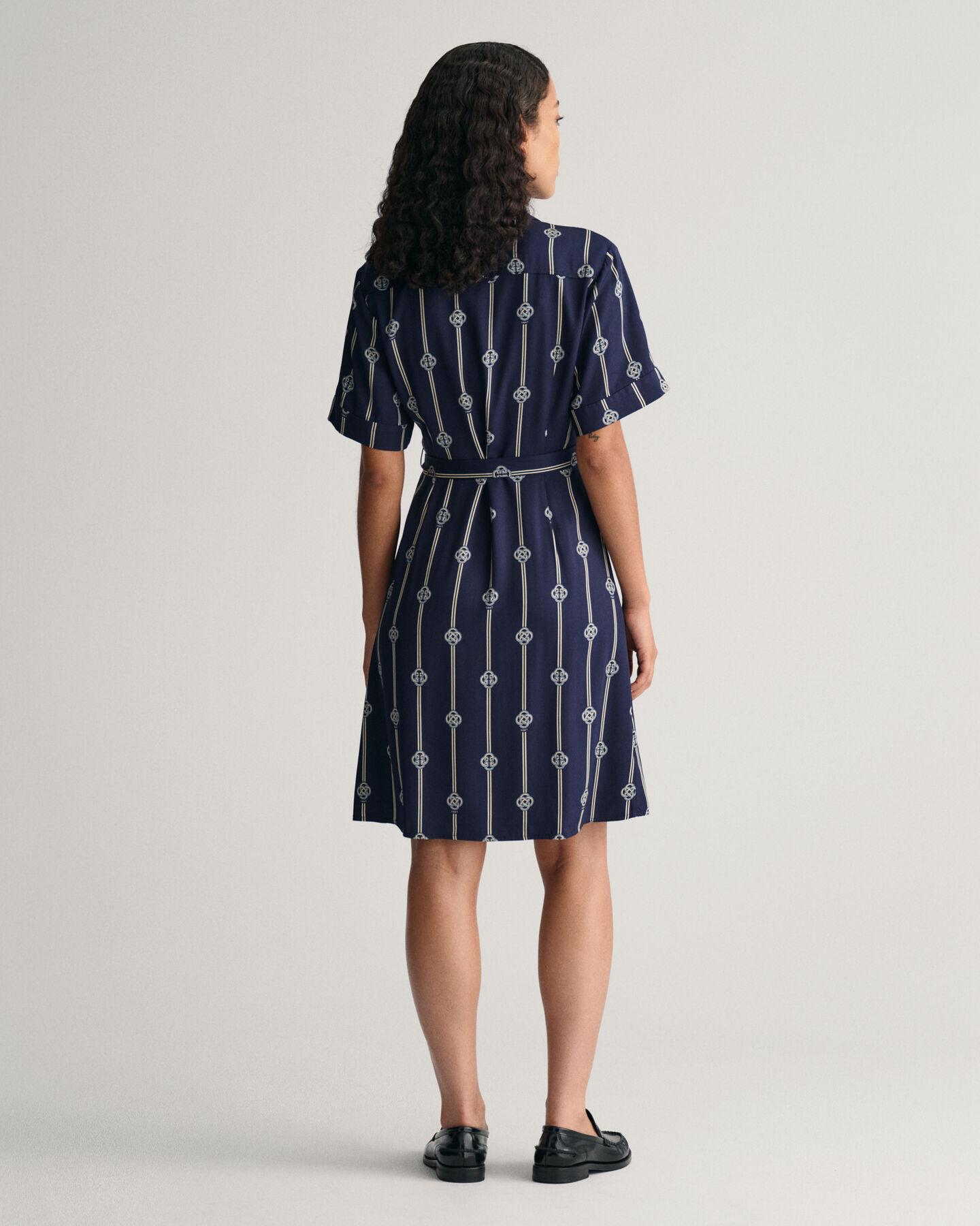 Printed Short Sleeve Shirt Dress