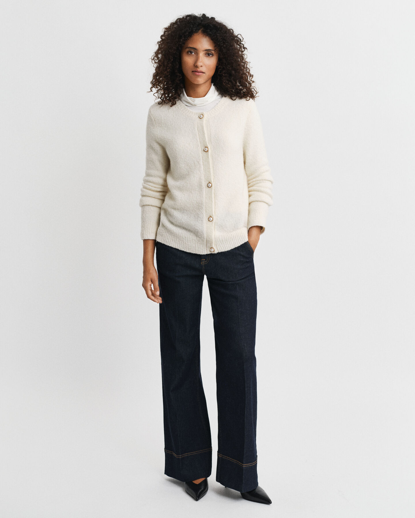 Bouclé Crew Neck Cardigan