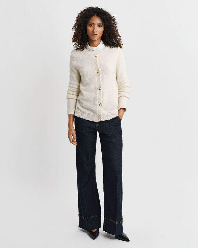 Bouclé Crew Neck Cardigan