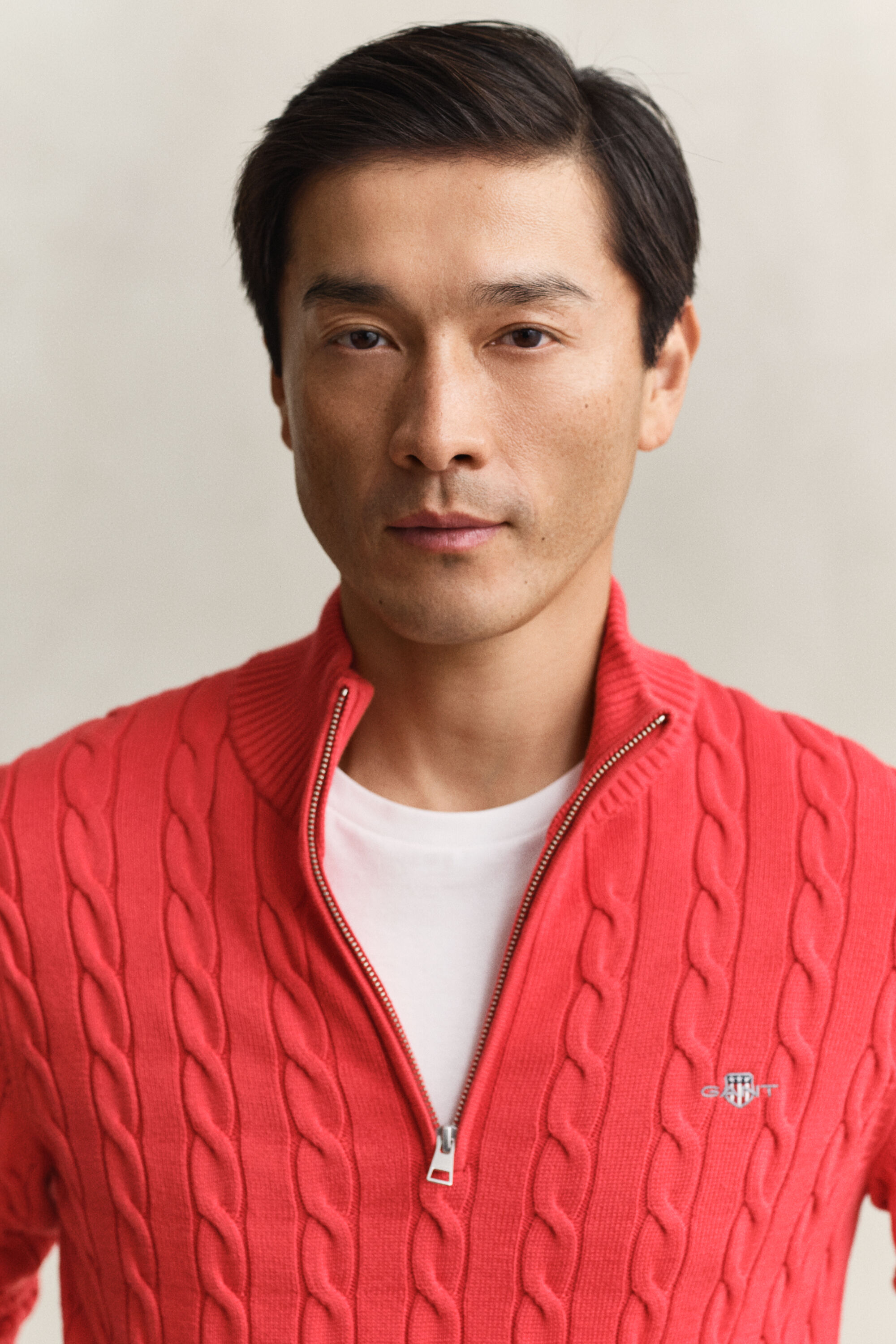 Cotton Cable Knit Half-Zip Sweater