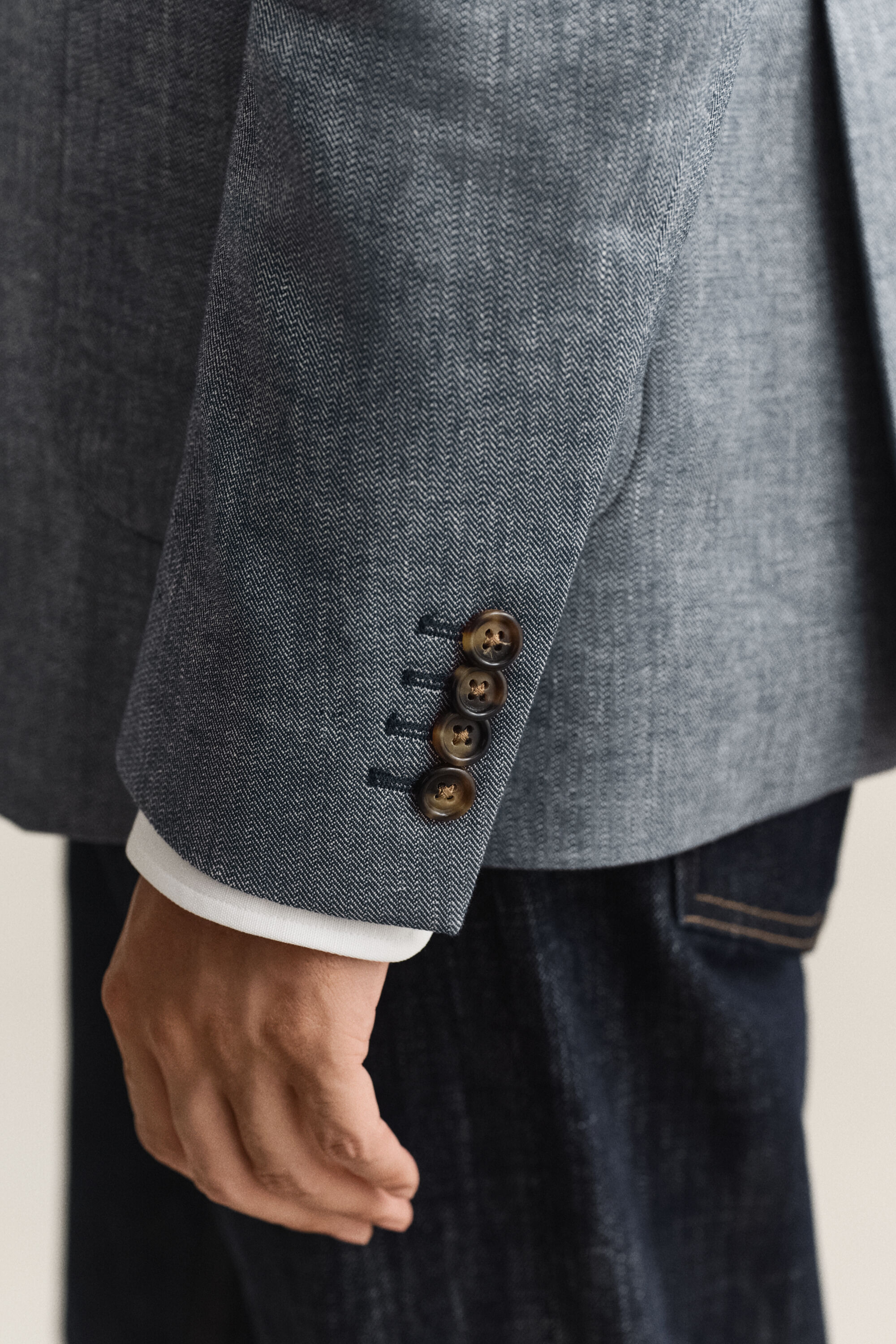 Indigo Herringbone Suit Jacket