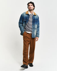 Textured Wool Blend Crew Neck Sweater