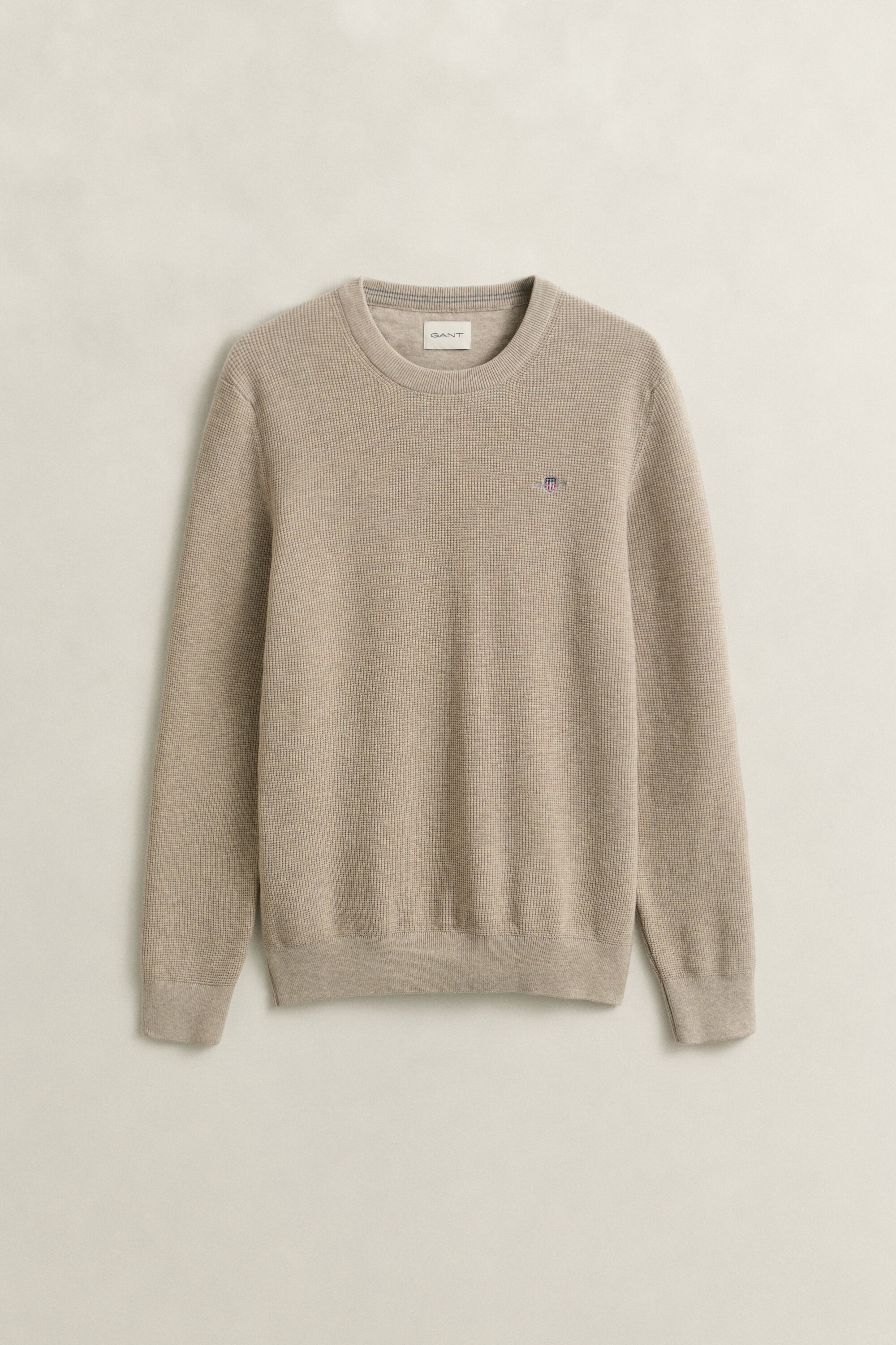 Textured Cotton Crew Neck Sweater