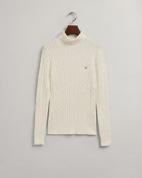 Stretch Cotton Cable Turtleneck