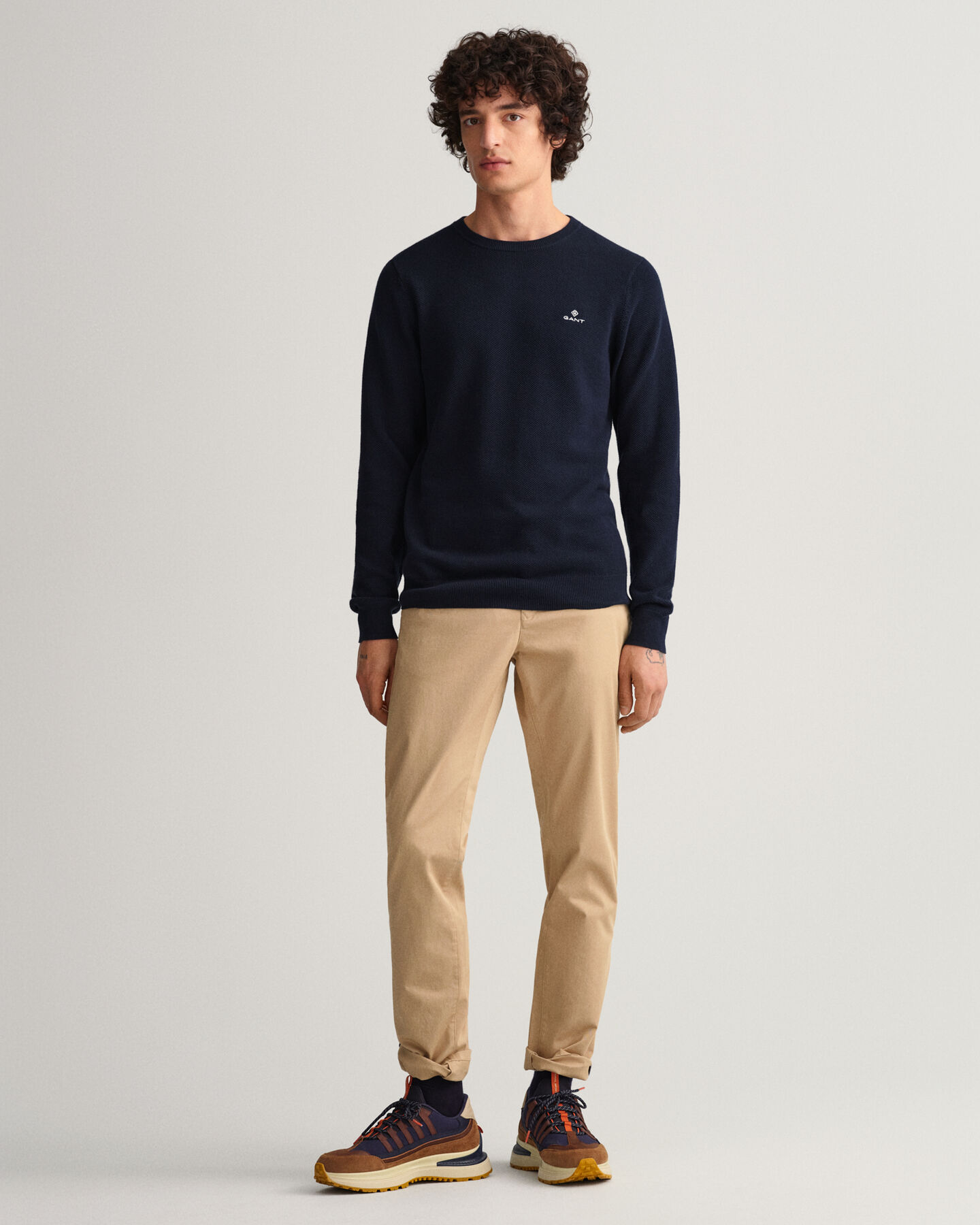 Cotton Piqu&eacute; Crew Neck Sweater