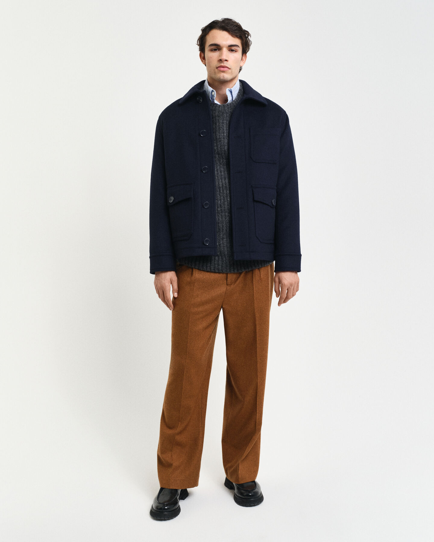 Ribbed Alpaca Wool Blend Crew Neck Sweater