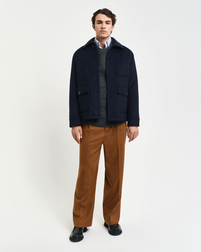 Ribbed Alpaca Wool Blend Crew Neck Sweater