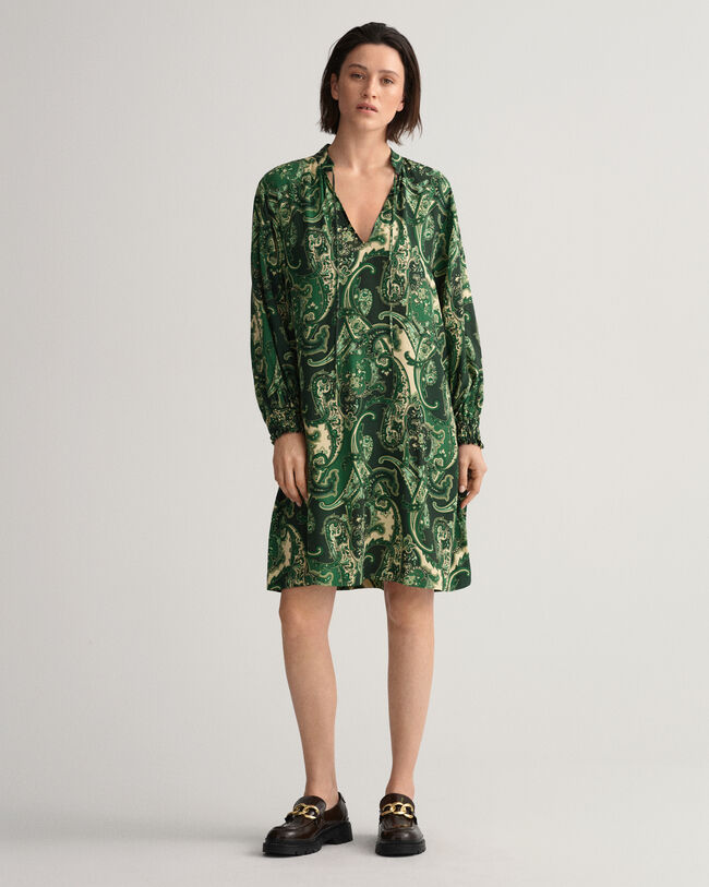 Paisley Stand Collar Dress