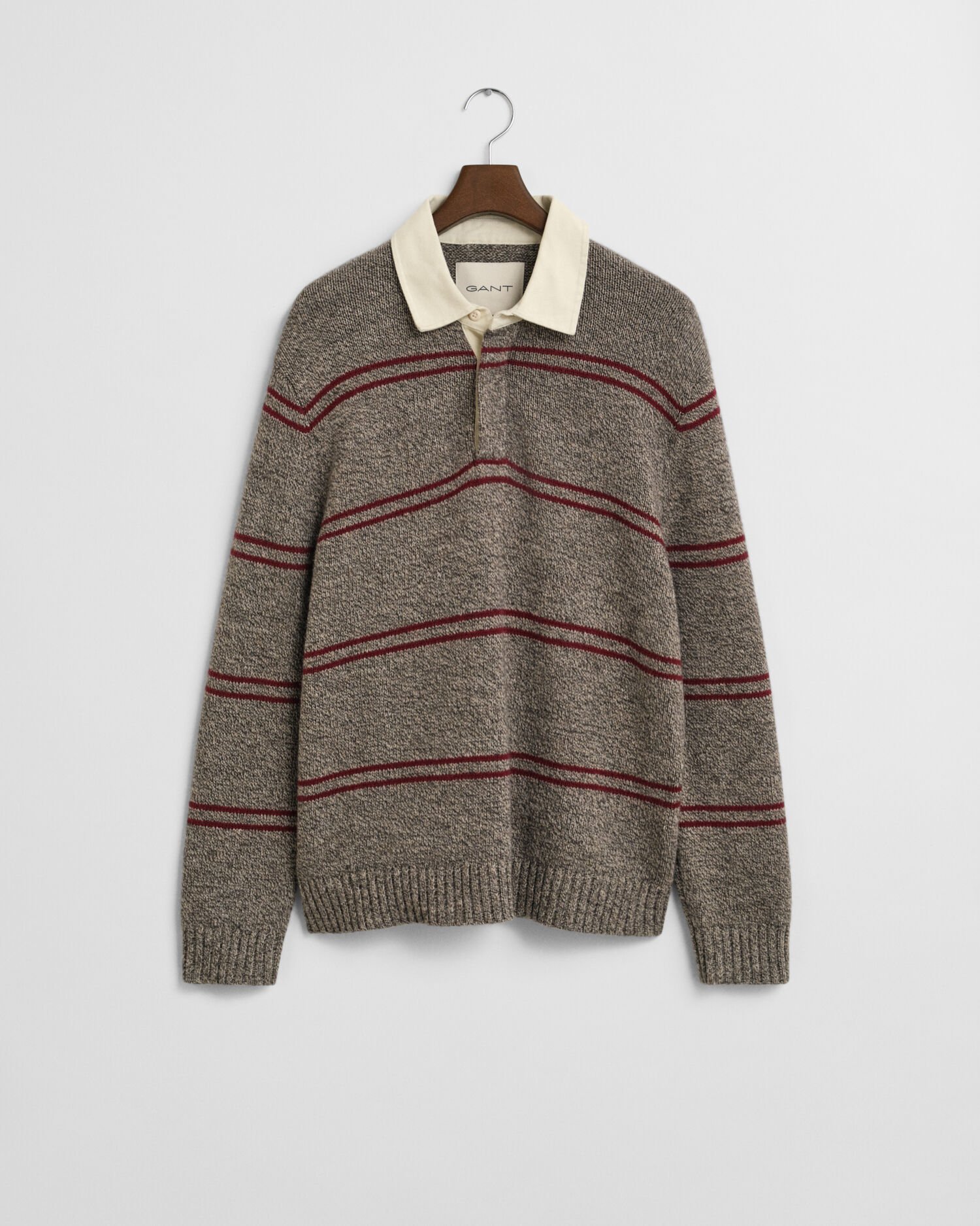 Striped Wool Blend Polo Sweater