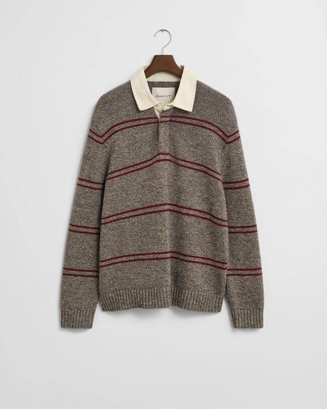 Striped Wool Blend Polo Sweater