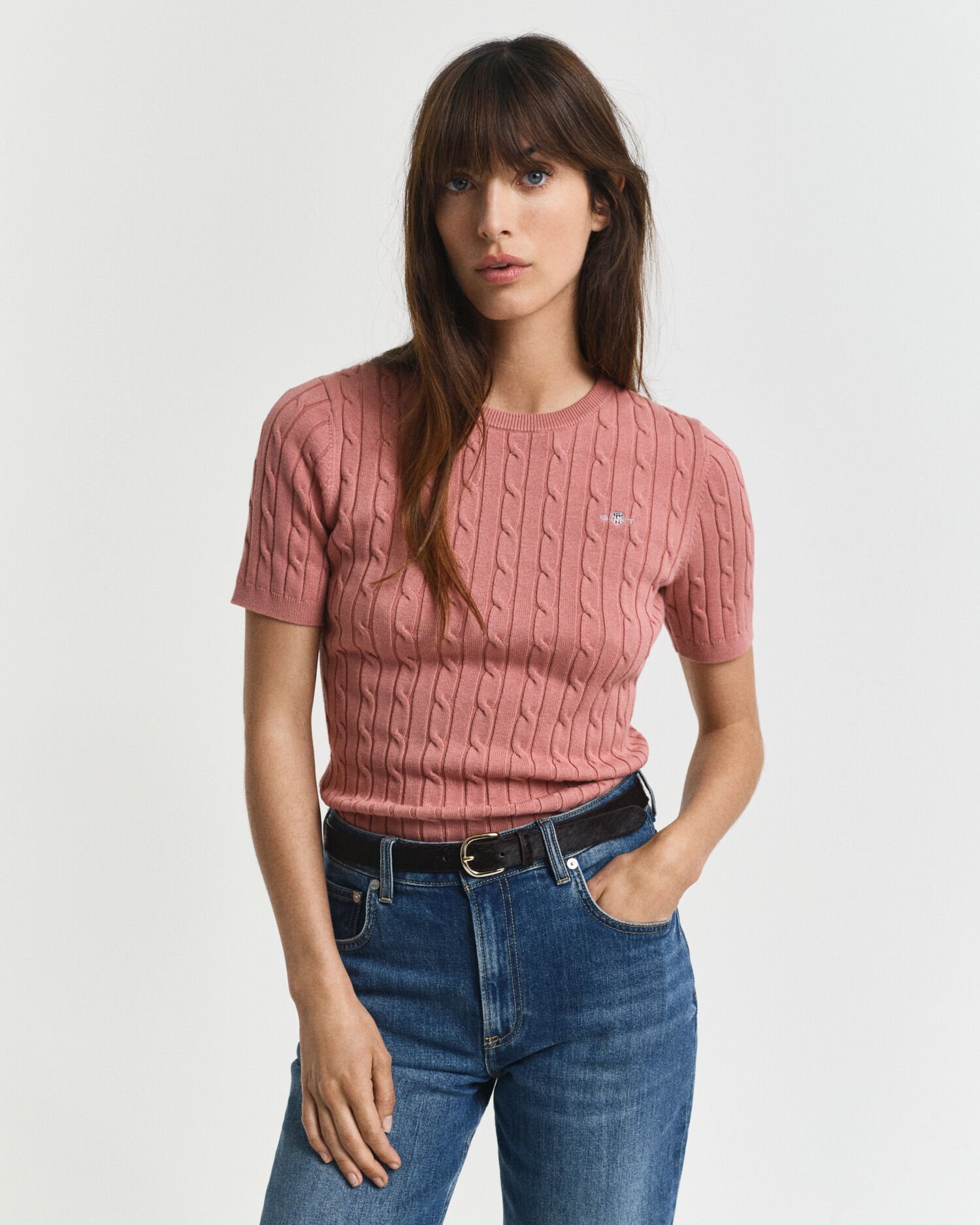 Cable Knit Short Sleeve Sweater