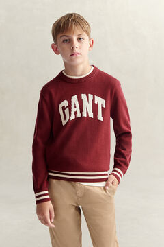 Teen Boys Intarsia Sweater — PLUMPED RED 5