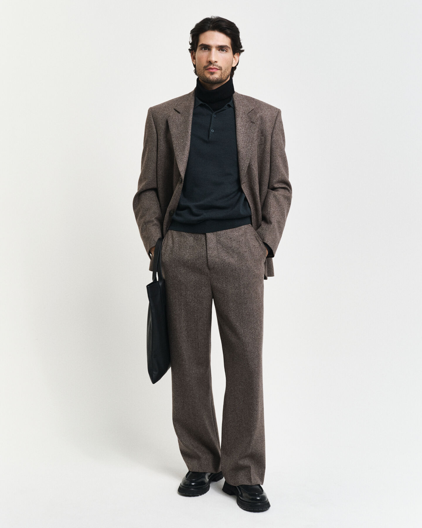 Relaxed Fit Mouliné Wool Suit Pants
