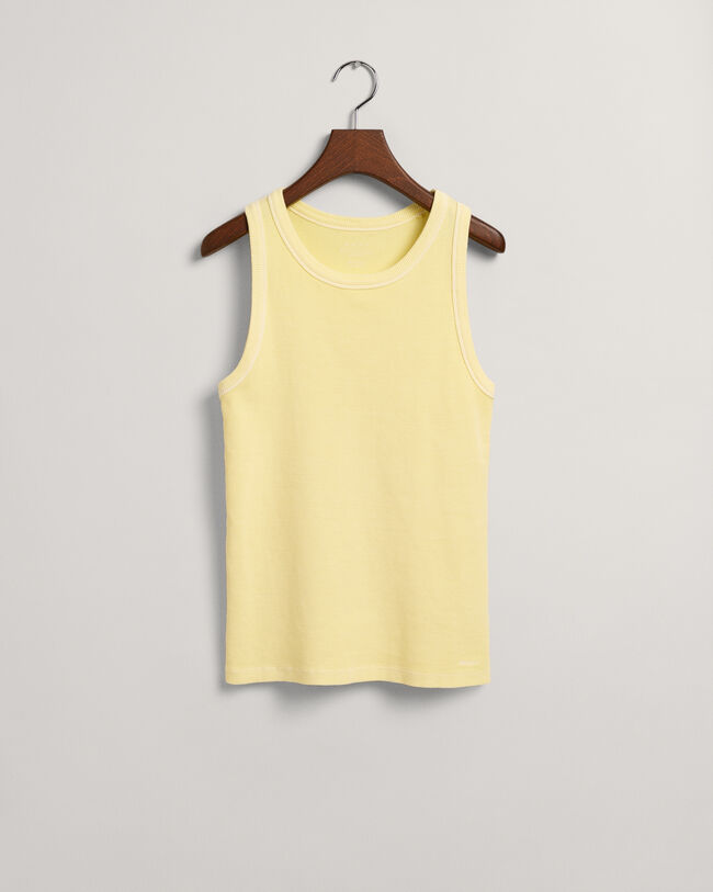 Sunfaded High Neck Rib Tank Top