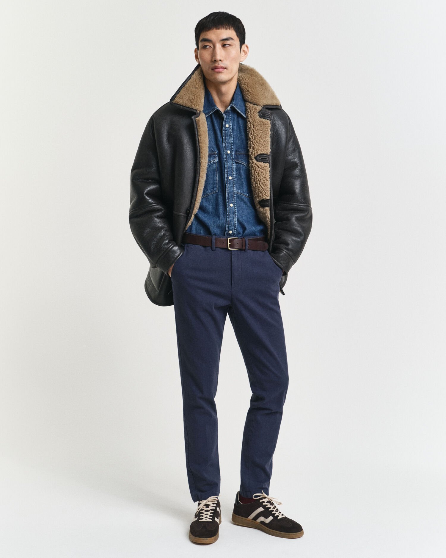 Slim Fit Cotton Herringbone Pants