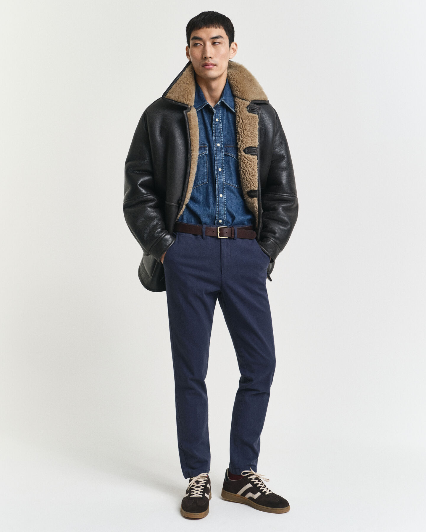 Slim Fit Cotton Herringbone Pants