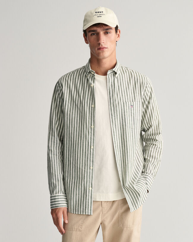 Regular Fit Striped Cotton Linen Shirt