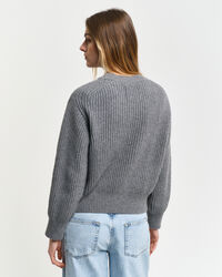 Ribbed Knitted Crew Neck Sweater