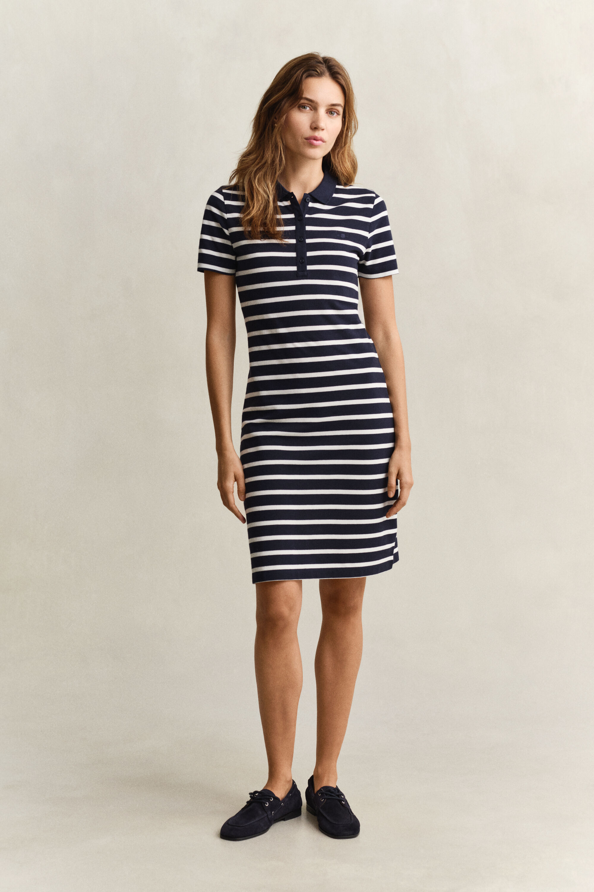 Striped Piqué Polo Dress