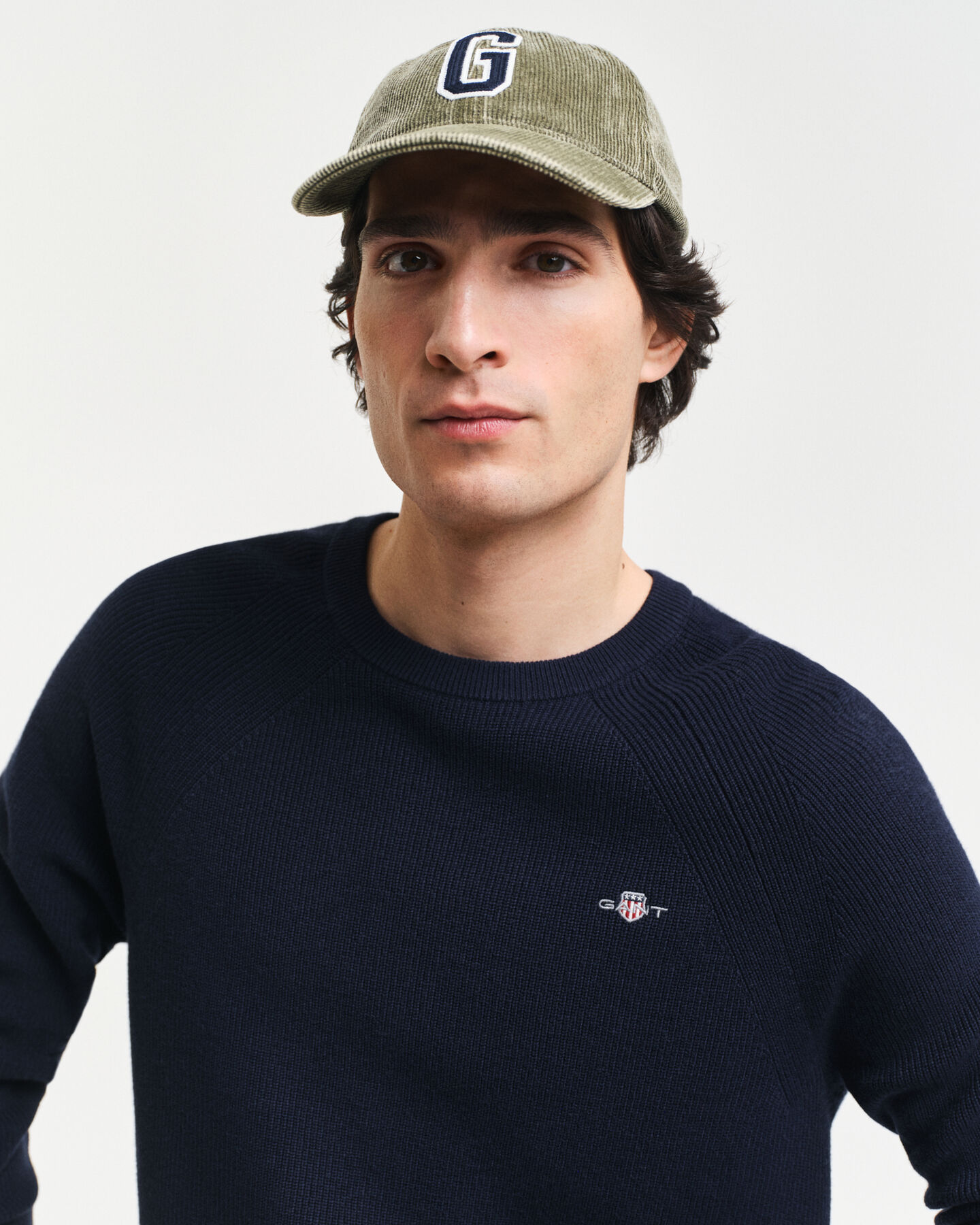 Ribbed Cotton Wool Crew Neck Sweater