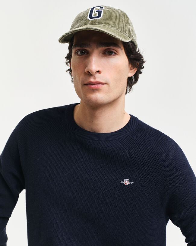 Ribbed Cotton Wool Crew Neck Sweater