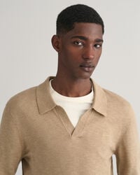 Cotton Linen Open Polo Sweater