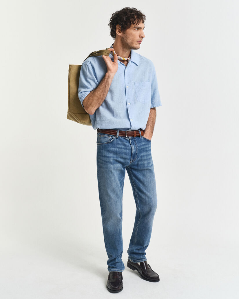 Relaxed Fit Textured Short Sleeve Shirt