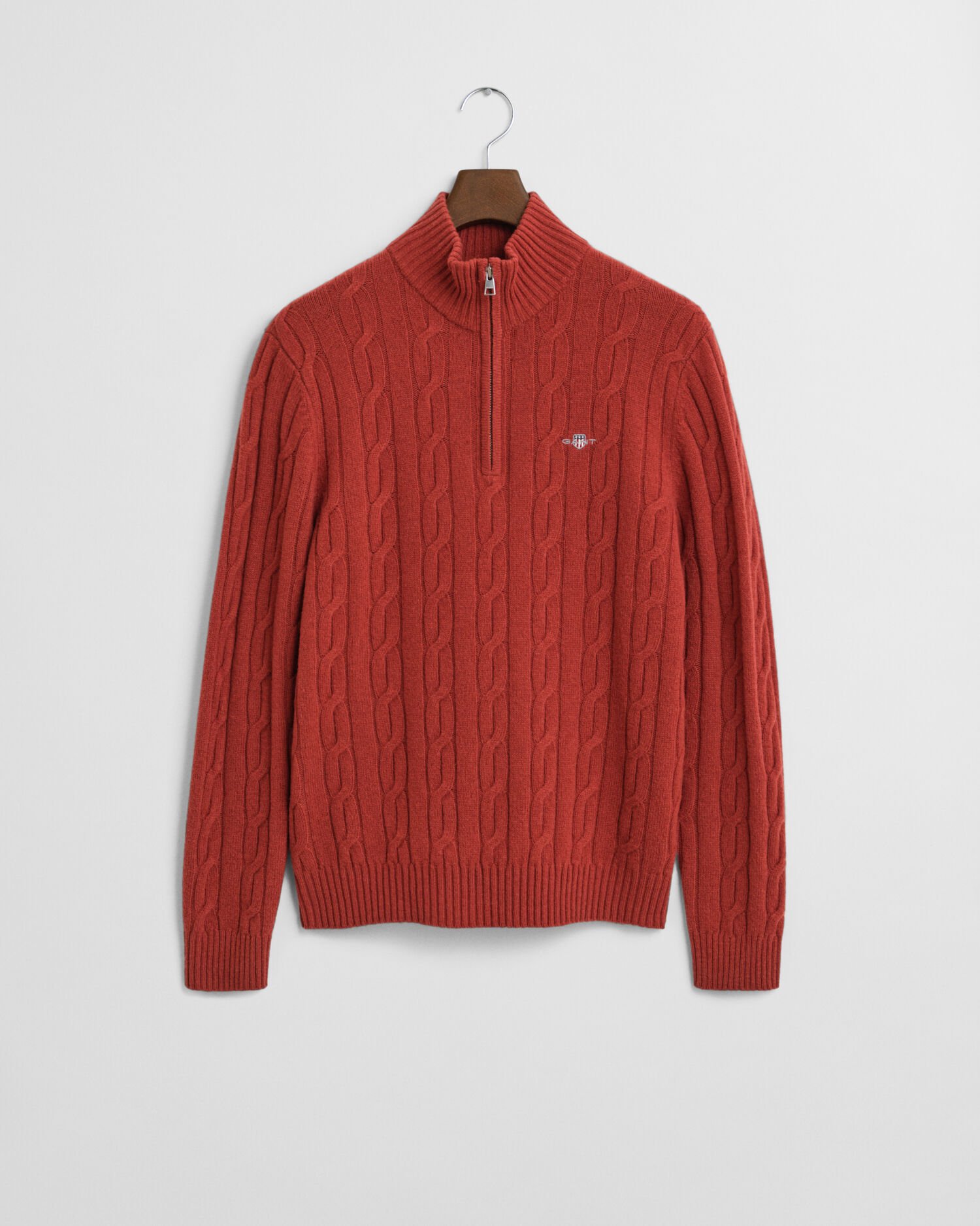 Lambswool Cable Knit Half-Zip Sweater