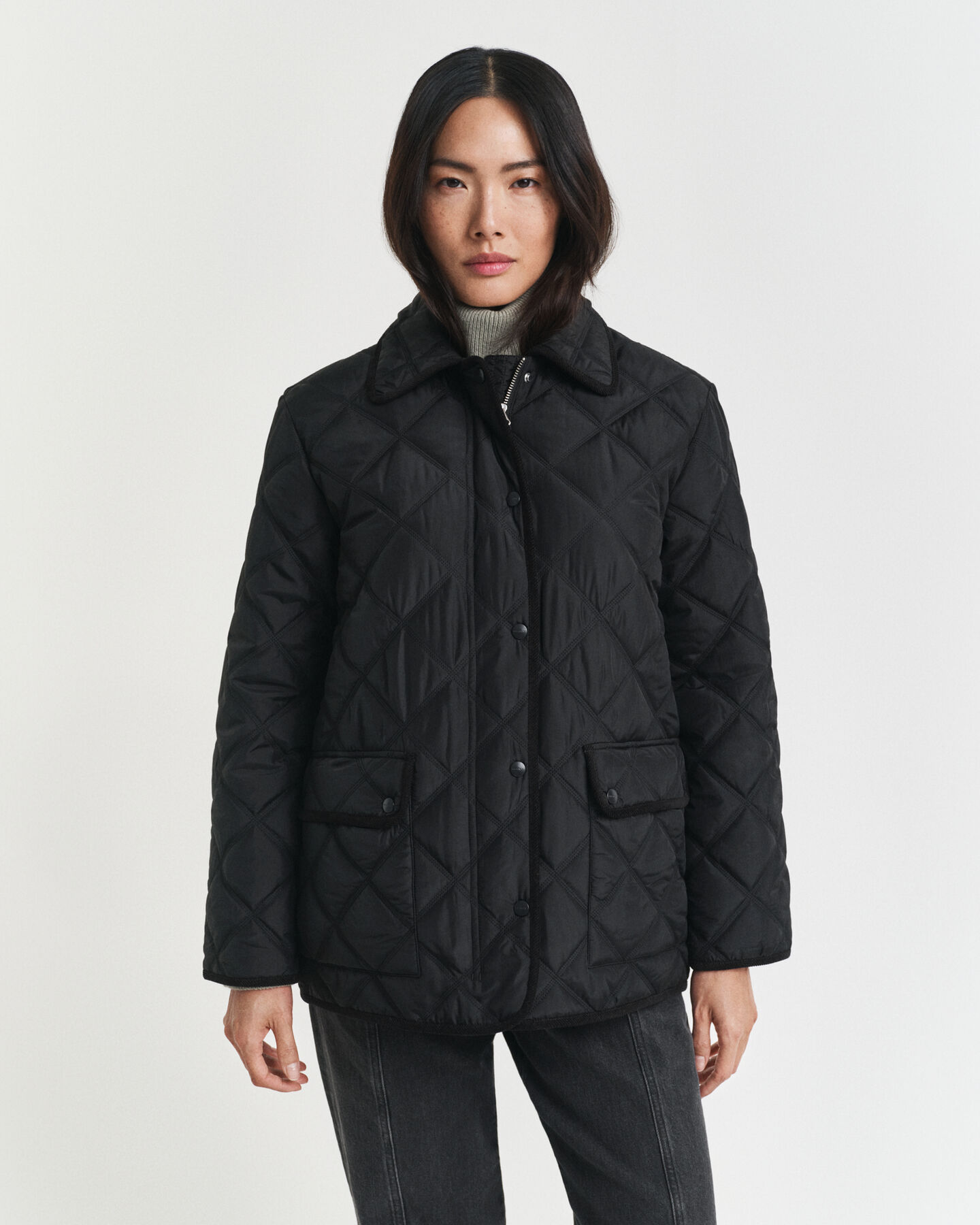 Quilted Corduroy Trim Jacket