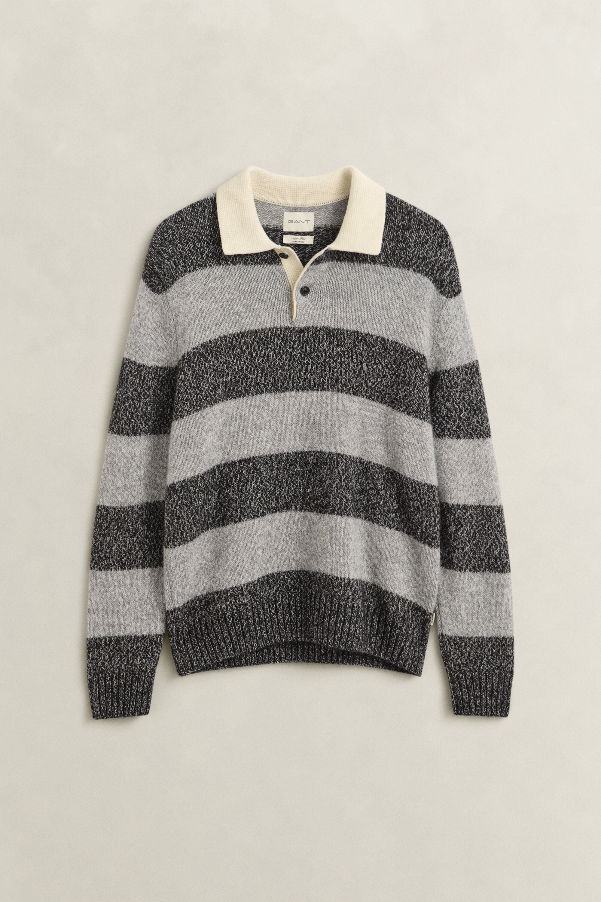 Striped Alpaca Wool Blend Polo Sweater