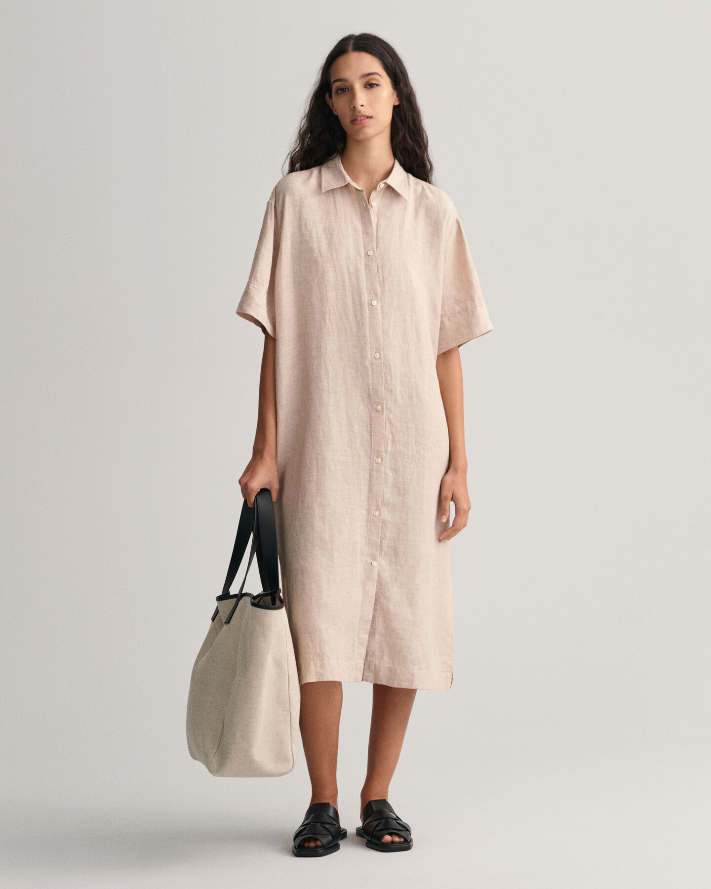 Linen Short Sleeve Shirt Dress
