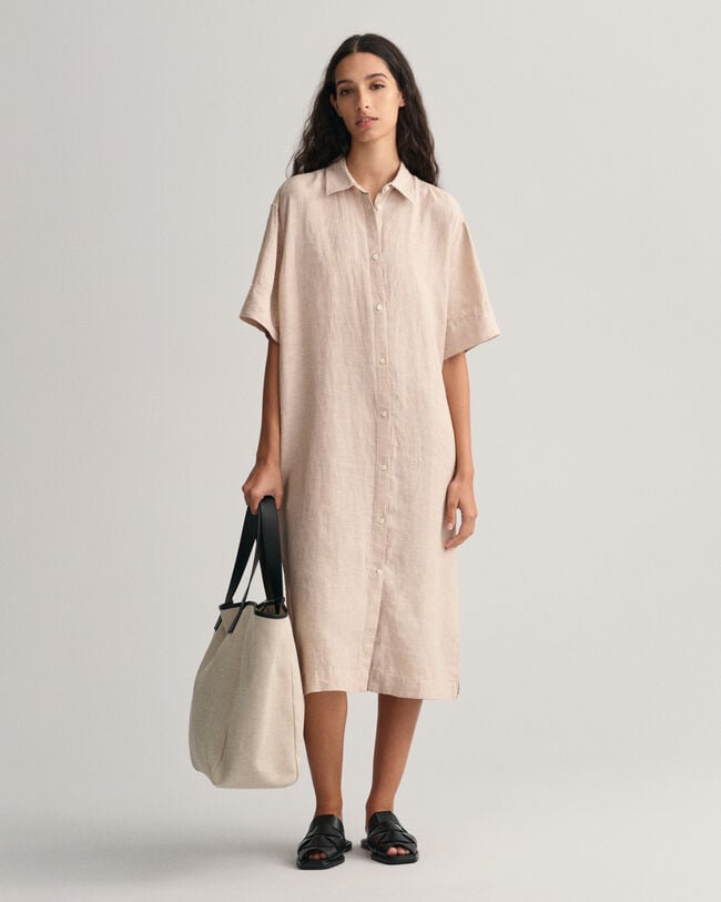 Linen Short Sleeve Shirt Dress