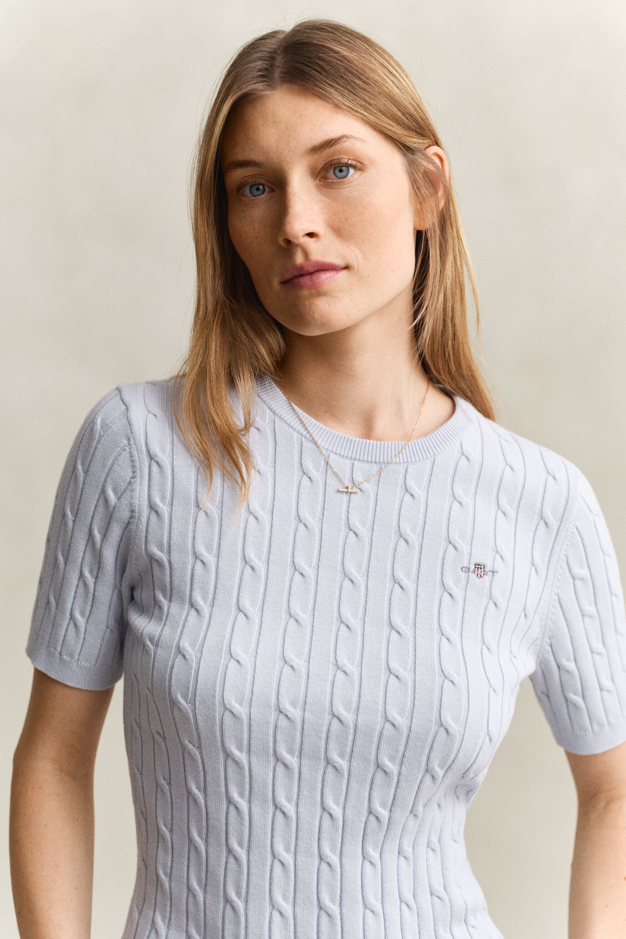 Cable Knit Short Sleeve Sweater