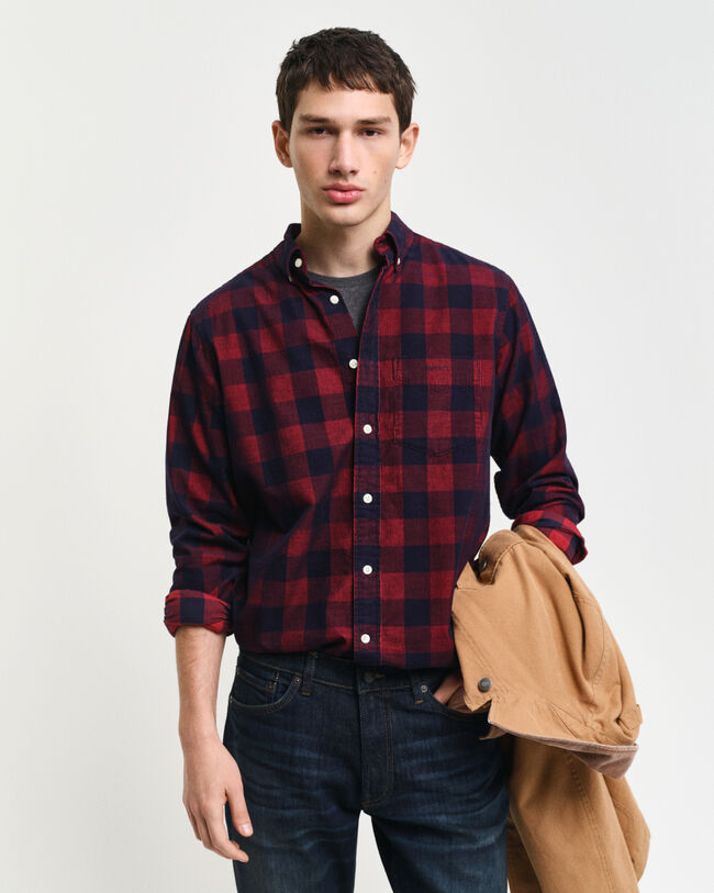 Regular Fit Checked Corduroy Shirt