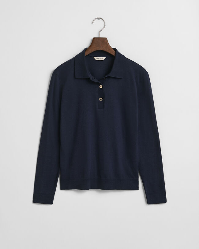 Seamless Buttoned Long Sleeve Polo Shirt