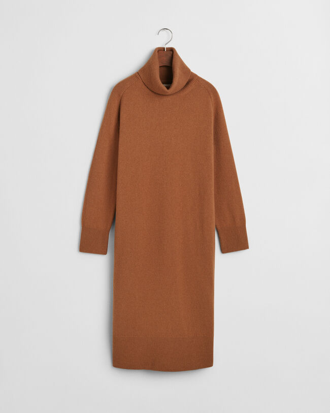 Herringbone Detail Turtleneck Dress