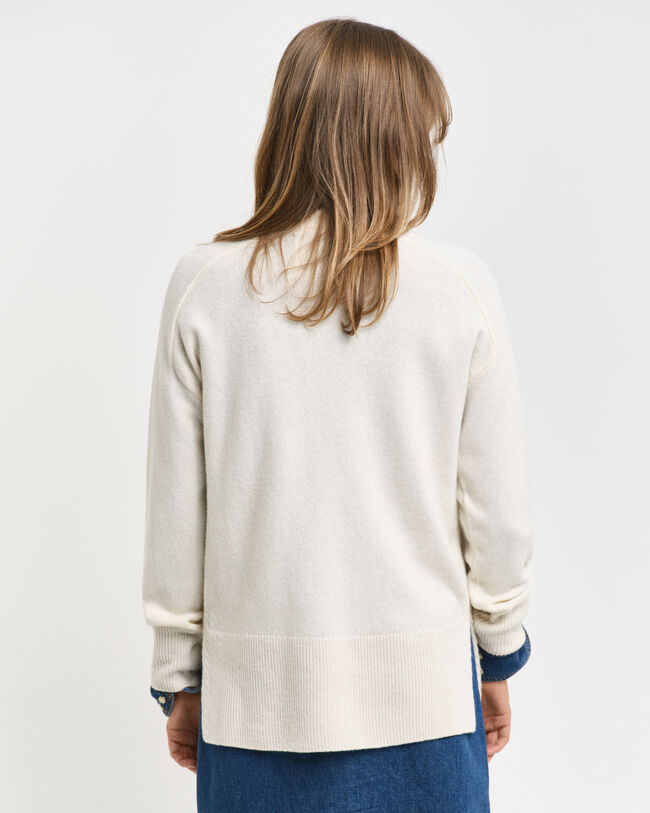 Wool Cashmere Blend Crew Neck Sweater