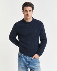 Wool Blend Nepps Crew Neck Sweater