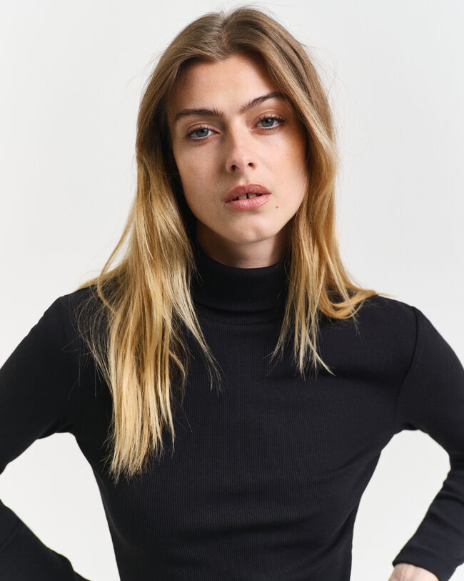 Ribbed Long Sleeve Turtleneck Top