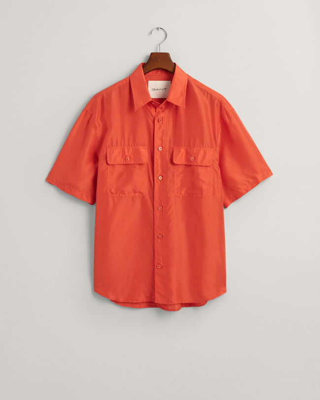 Relaxed Fit Washed Silk Short Sleeve Shirt
