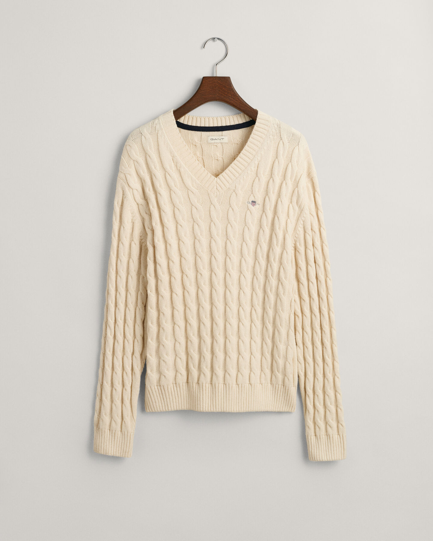 Teens Shield Cable Knit V-Neck Sweater