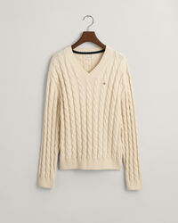 Teens Shield Cable Knit V-Neck Sweater