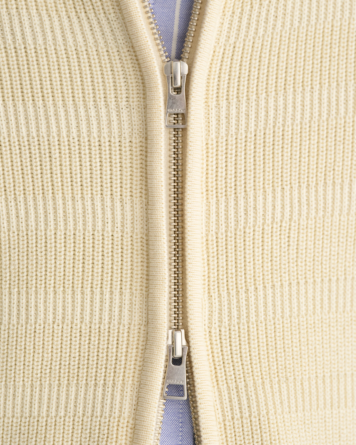 Striped Textured Cotton Zip Cardigan