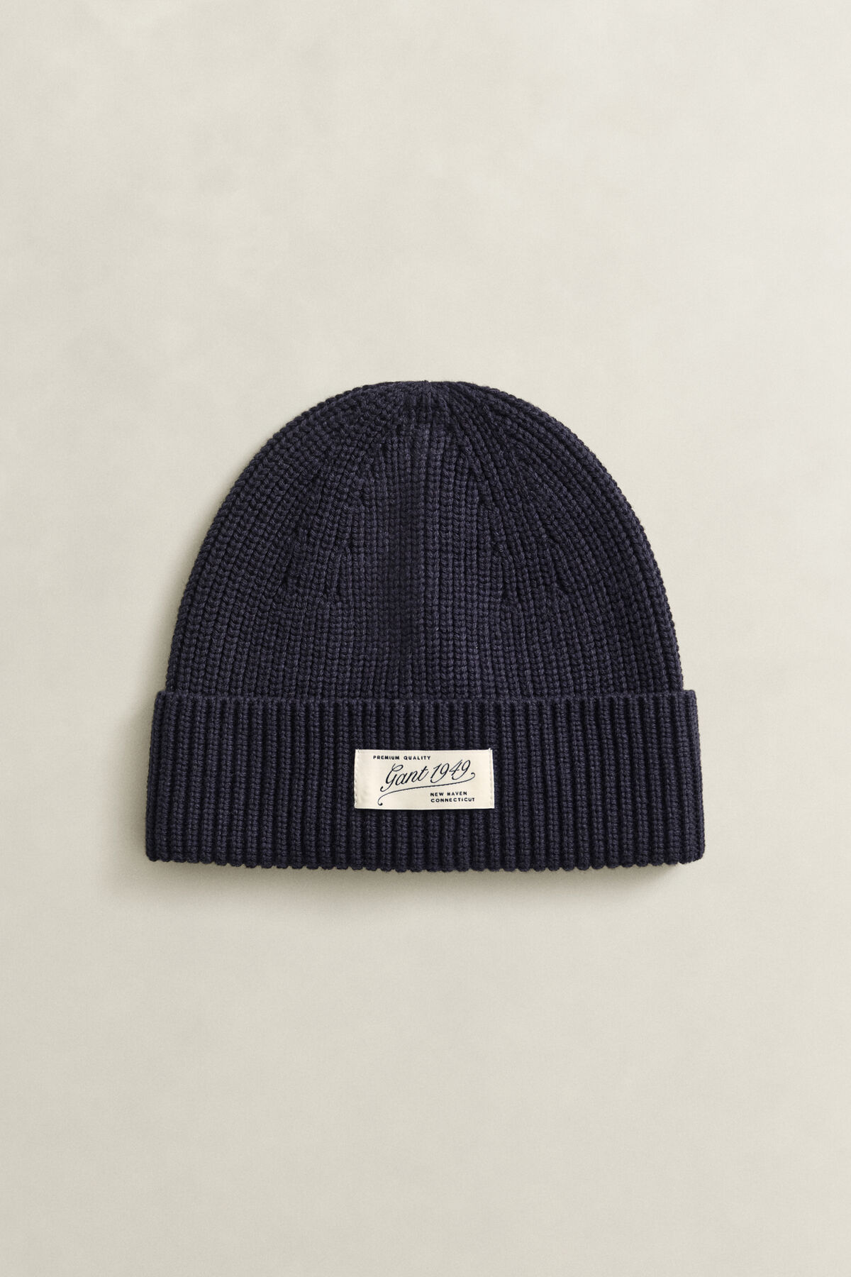 Ribbed Logo Beanie — EVENING BLUE