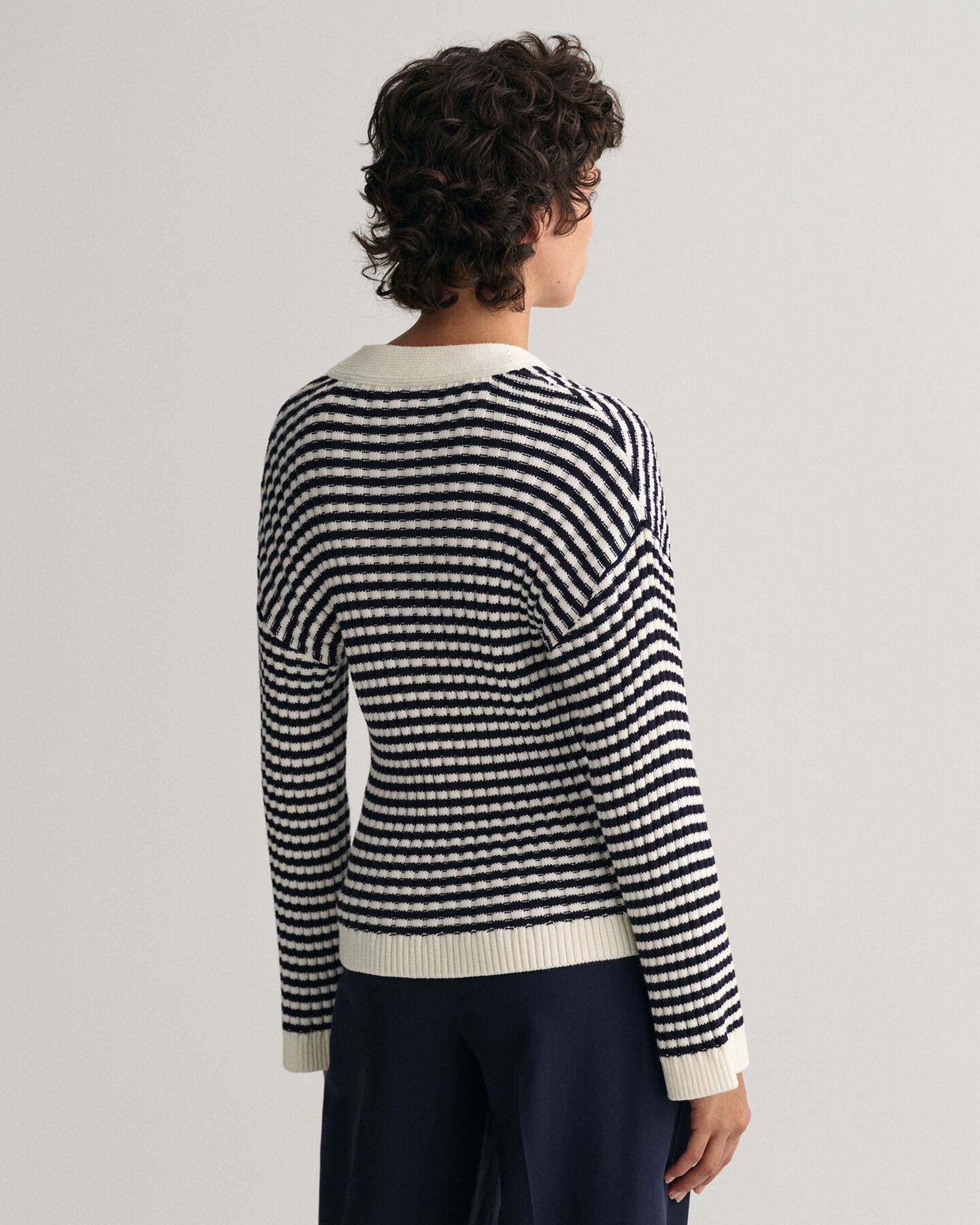 Striped Cotton Rib V-Neck Cardigan