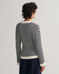 Striped Cotton Rib V-Neck Cardigan