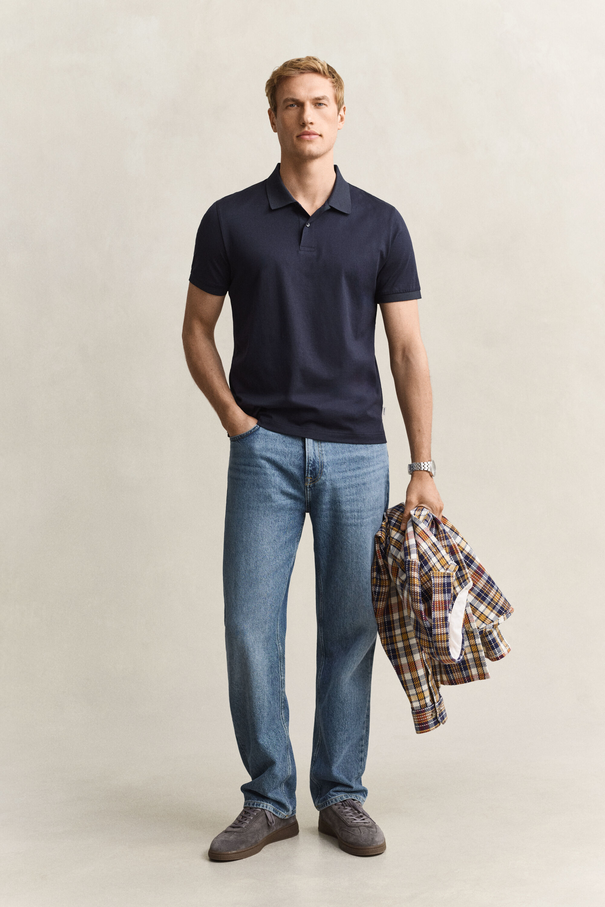 Pima Cotton Polo Shirt — EVENING BLUE