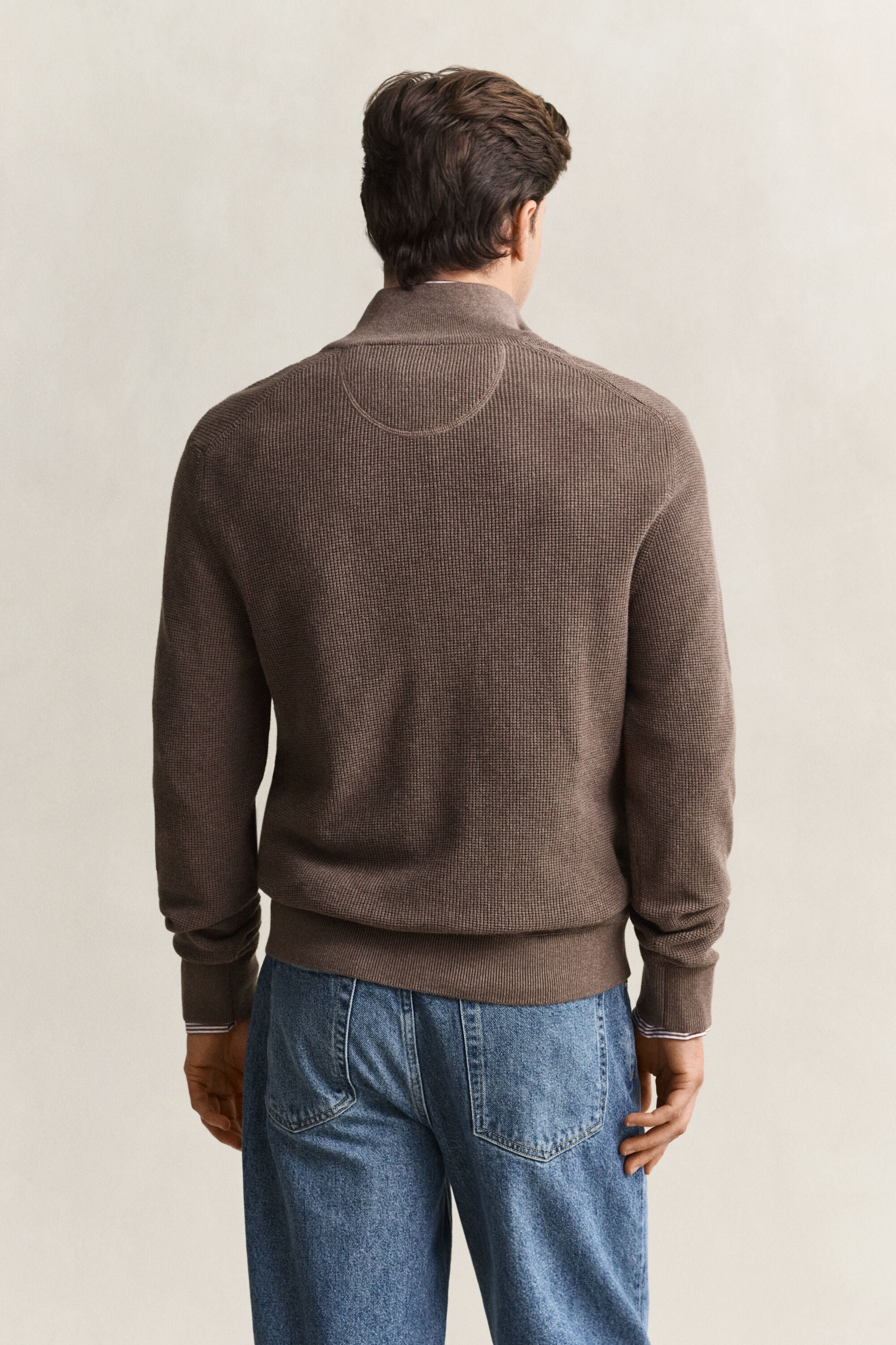 Textured Cotton Half-Zip Sweater