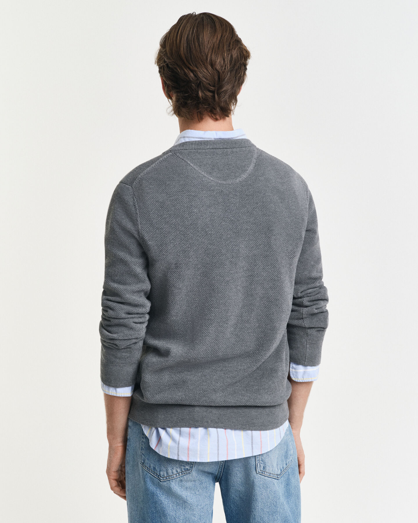 Cotton Piqué Crew Neck Sweater