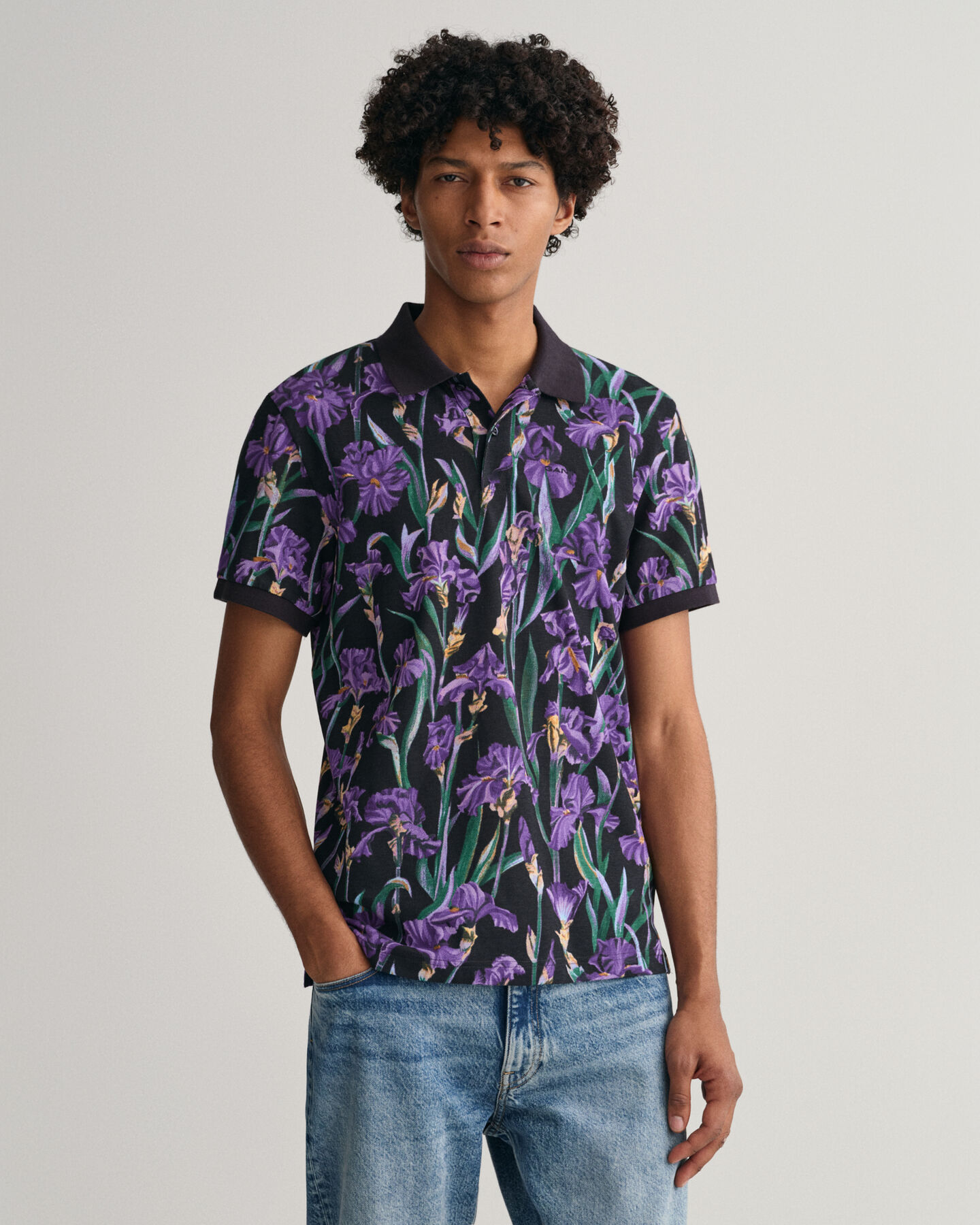 Iris Print Piqu&eacute; Polo Shirt